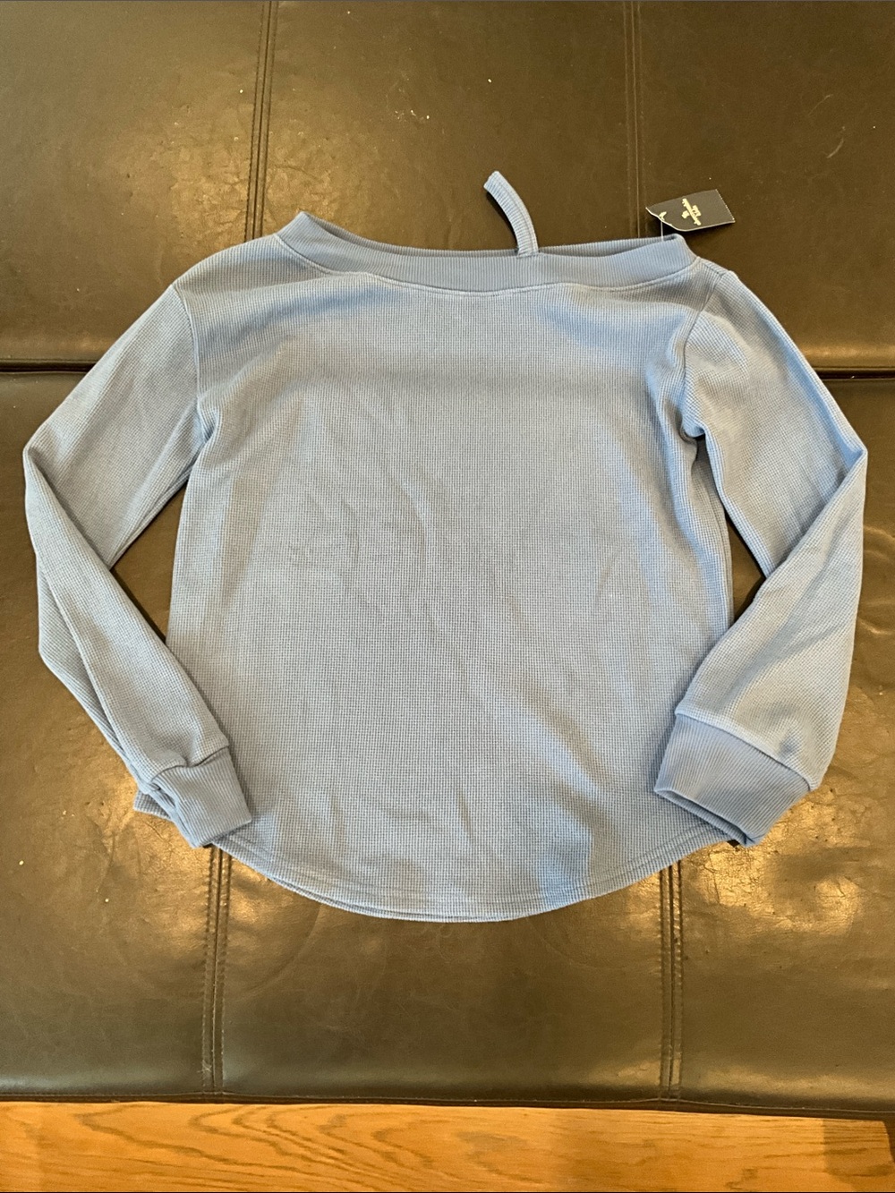 abercrombie kids Dusty Blue Ribbed Crewneck Top.